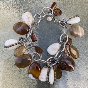 Silpada Multi Stone and Glass Charm Bracelet